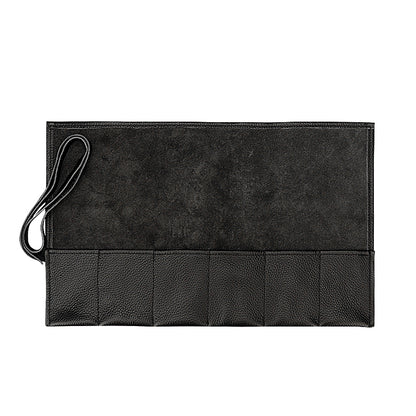 6-Slot Leather Watch Roll Travel Organizer black by HitMyNeed
