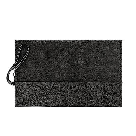 6-Slot Leather Watch Roll Travel Organizer black by HitMyNeed