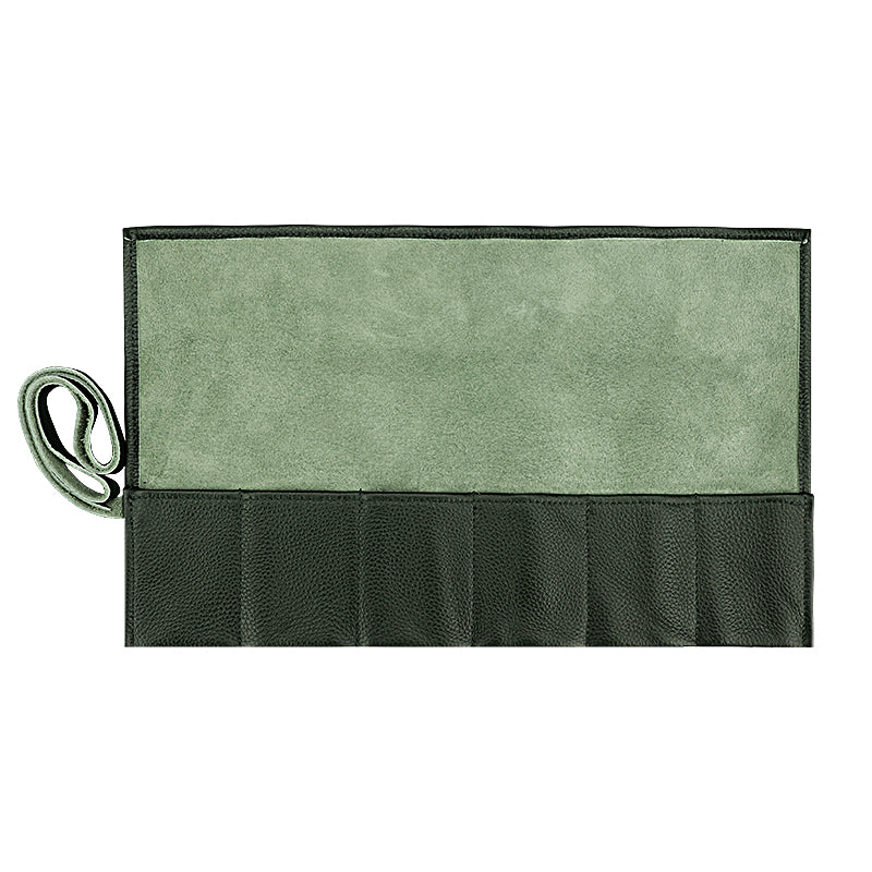 6-Slot Leather Watch Roll Travel Organizer green by HitMyNeed