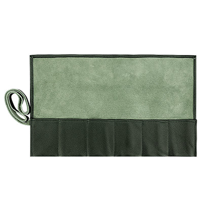 6-Slot Leather Watch Roll Travel Organizer green by HitMyNeed