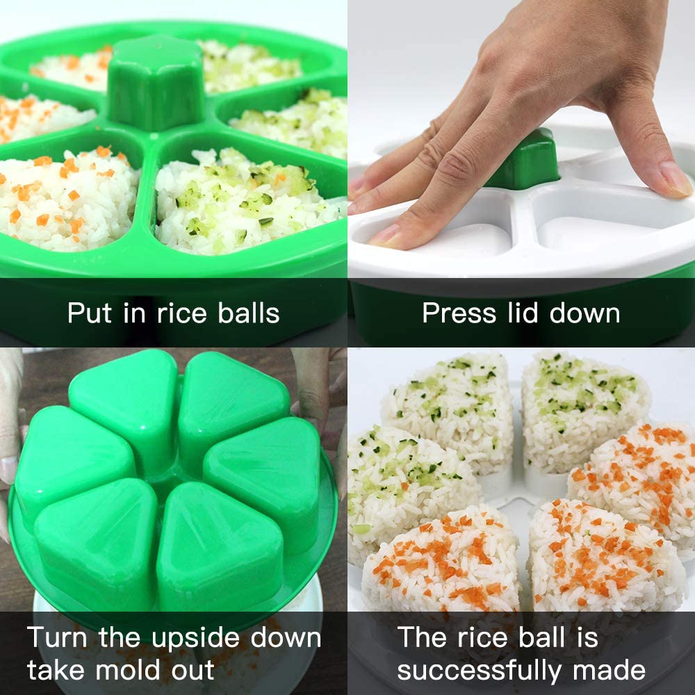 6-Slot Triangle Onigiri Mold with Lid by HitMyNeed