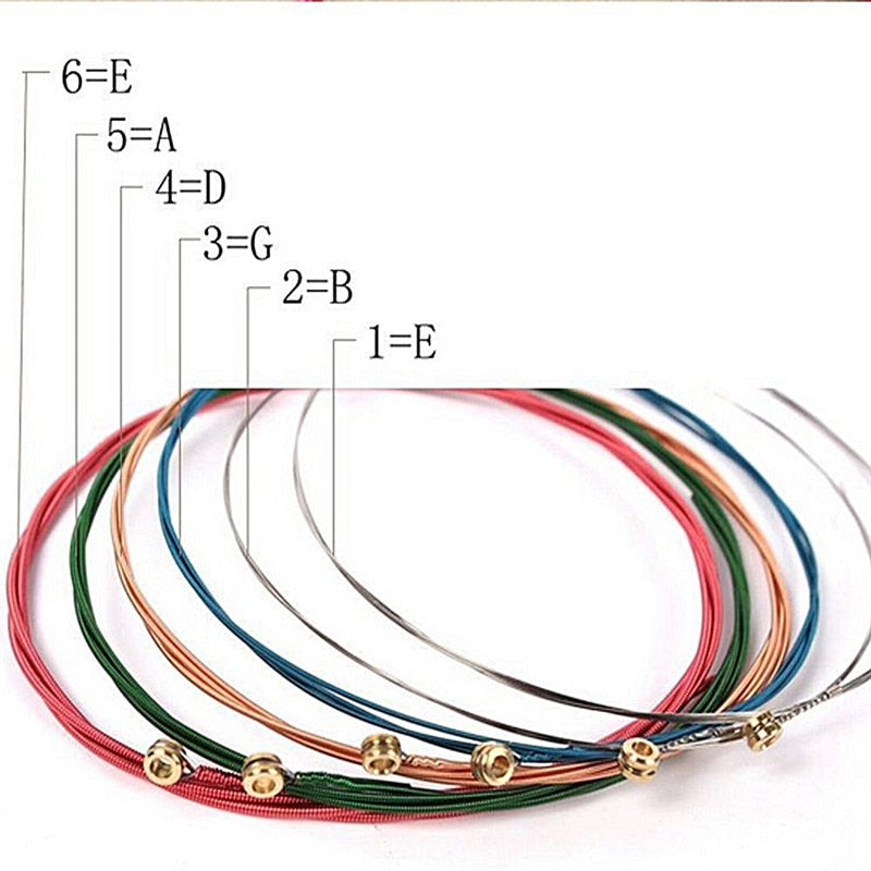 6-String Multicolor Acoustic Guitar String Set by HitMyNeed