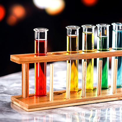 6 Test Tube Shot Glasses with Bamboo Rack by HitMyNeed