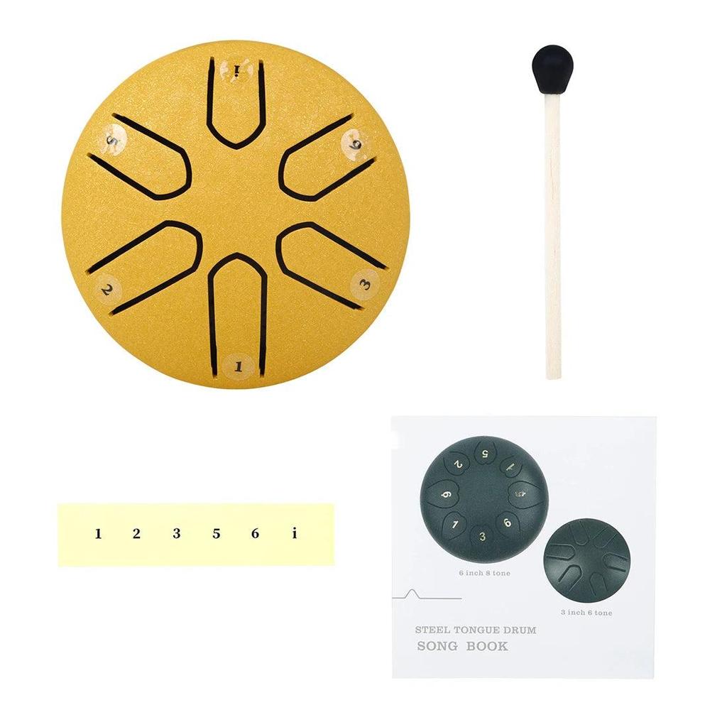 6-Tone Mini Steel Tongue Drum with Mallet golden by HitMyNeed