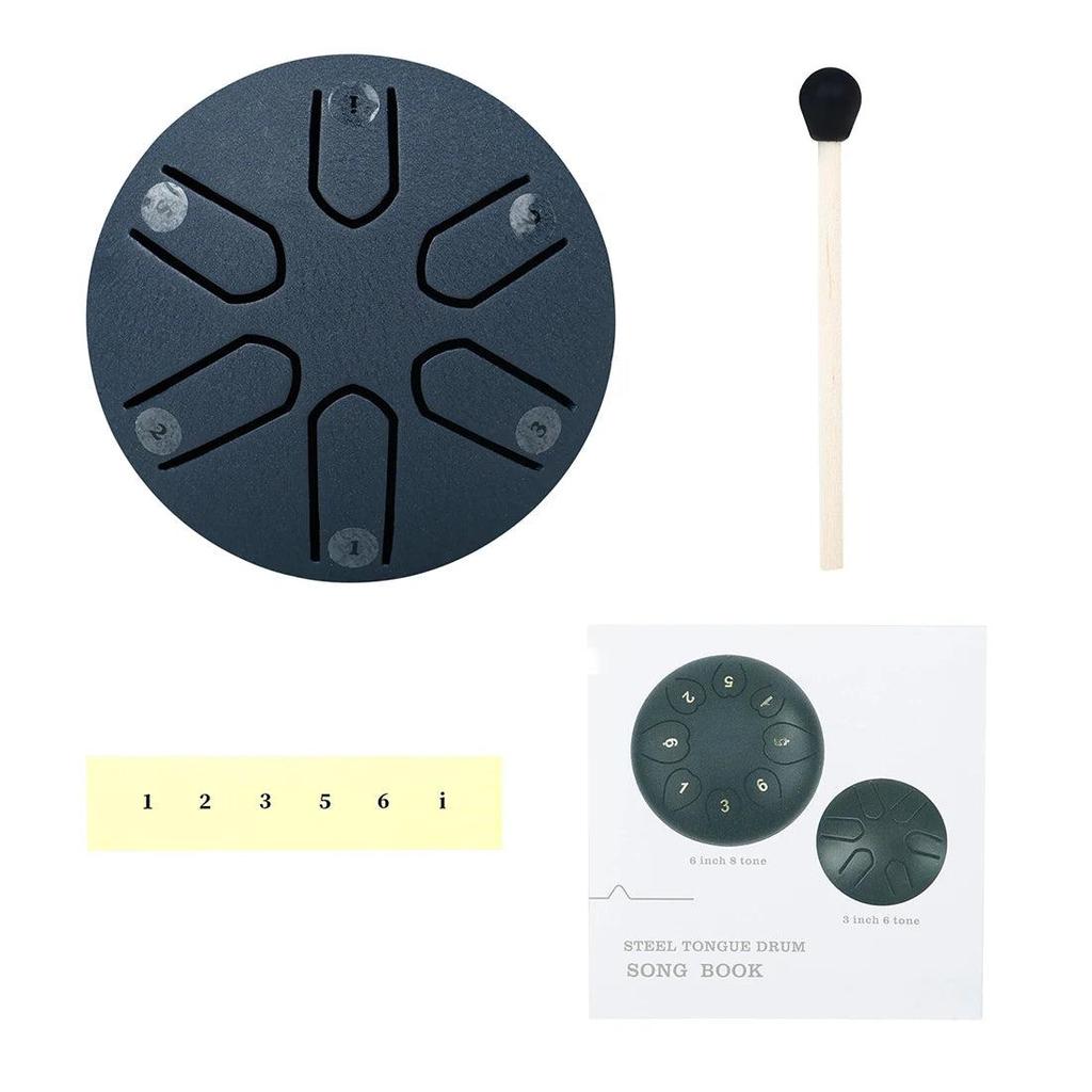 6-Tone Mini Steel Tongue Drum with Mallet navy-blue by HitMyNeed