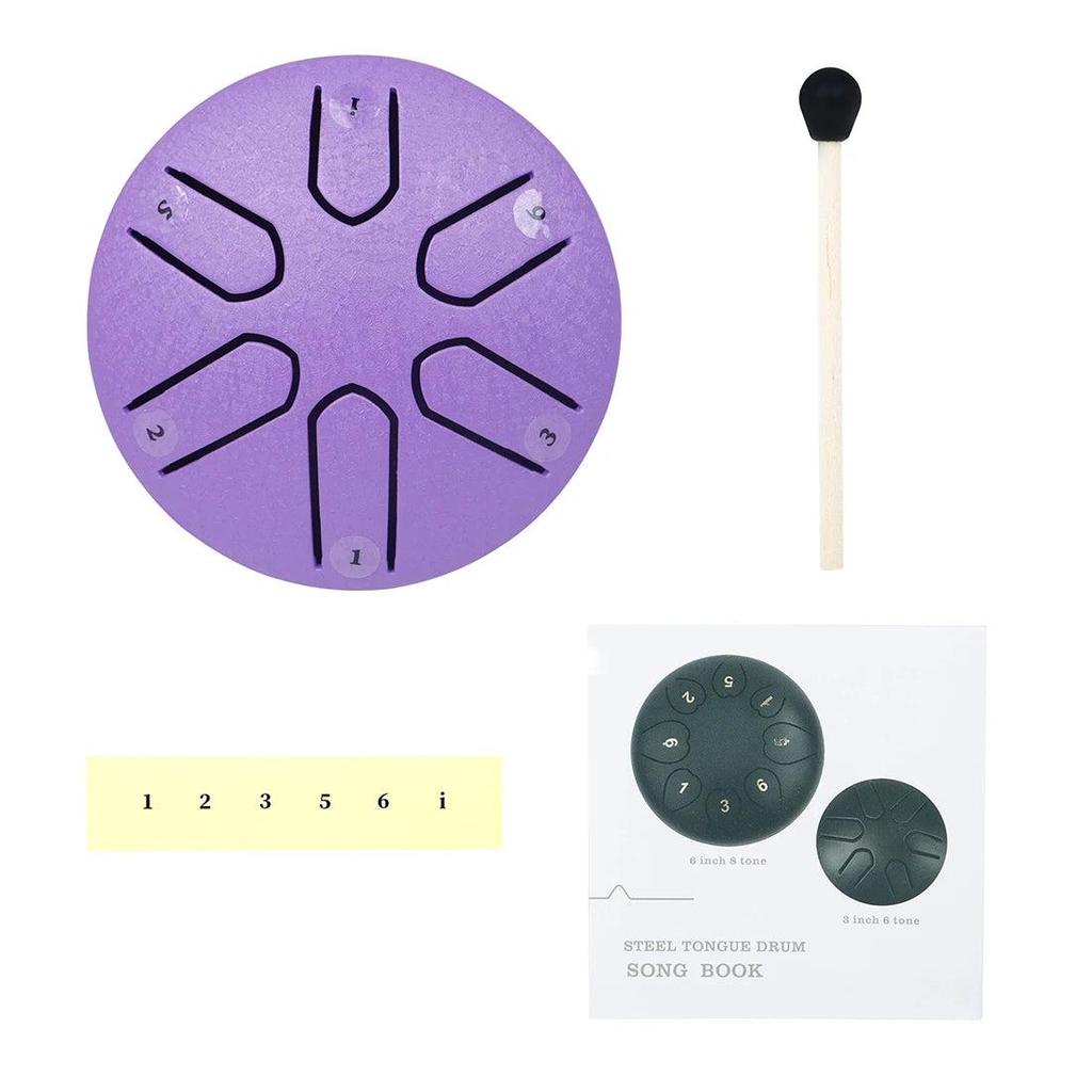 6-Tone Mini Steel Tongue Drum with Mallet purple by HitMyNeed