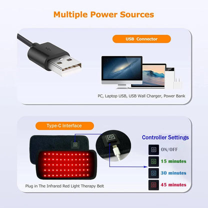 60 LED Red & Infrared Light Therapy Belt 660nm 850nm by HitMyNeed
