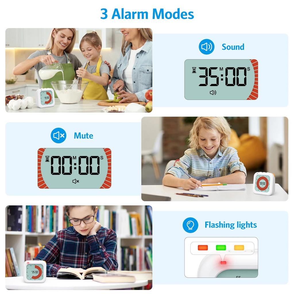 60-Min Visual Digital Timer with Silent Countdown by HitMyNeed