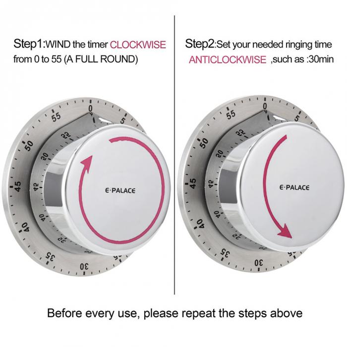 60-Minute Mechanical Magnetic Kitchen Timer by HitMyNeed