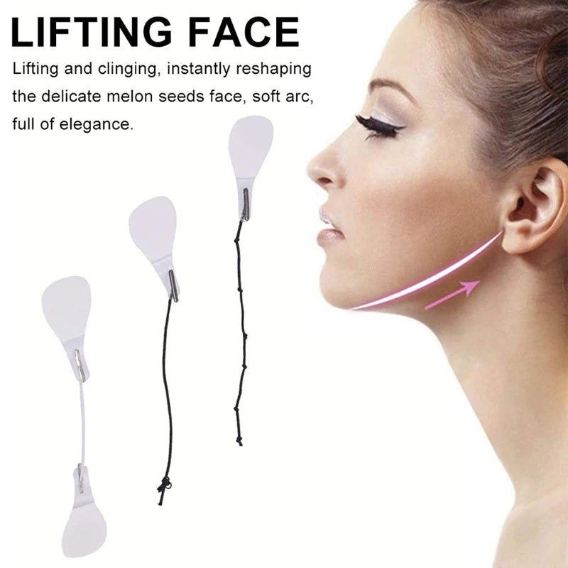 60 Pcs Invisible Face Lift Tapes with Elastic Bands by HitMyNeed