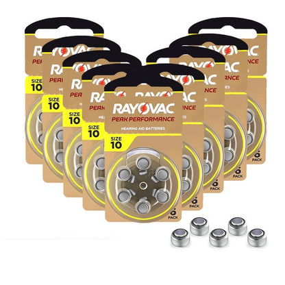 60 Rayovac A10 Hearing Aid Batteries Zinc Air Size 10 by HitMyNeed