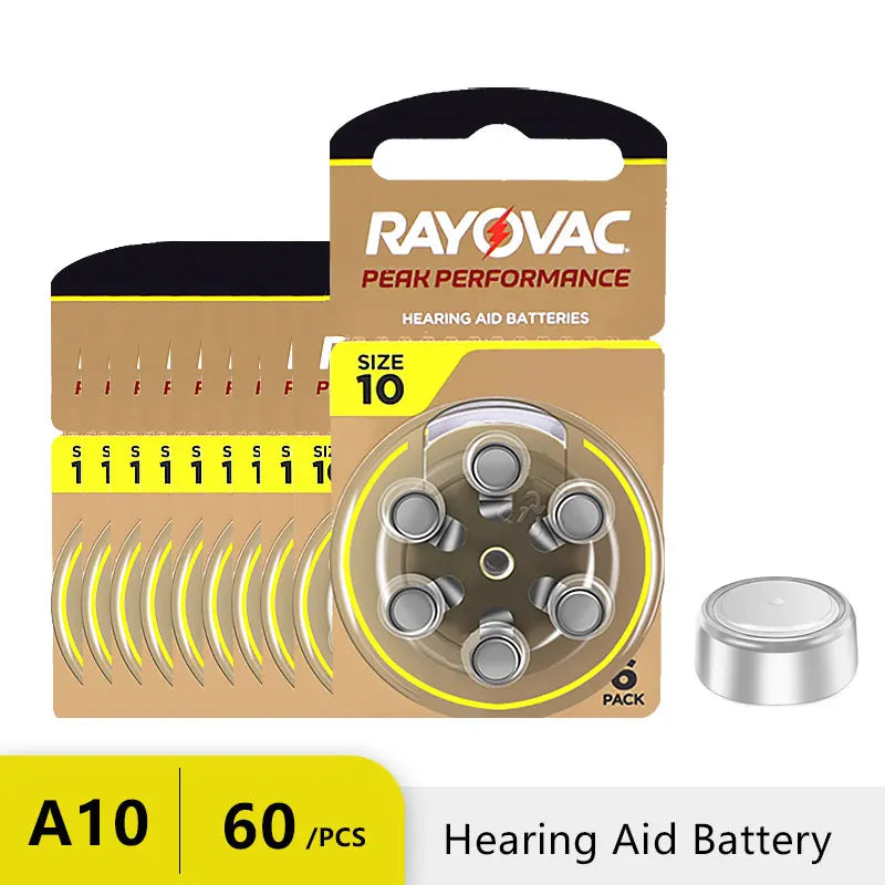 60 Rayovac A10 Hearing Aid Batteries Zinc Air Size 10 by HitMyNeed