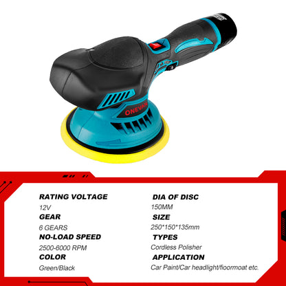 6000RPM Cordless Mini Car Polisher, 12V, 6-Speed by HitMyNeed