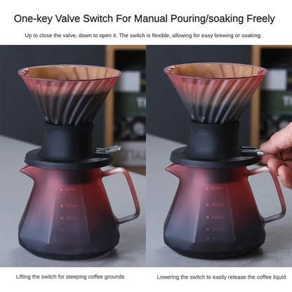 600ml Immersion Switch Glass Pour Over Coffee Maker by HitMyNeed