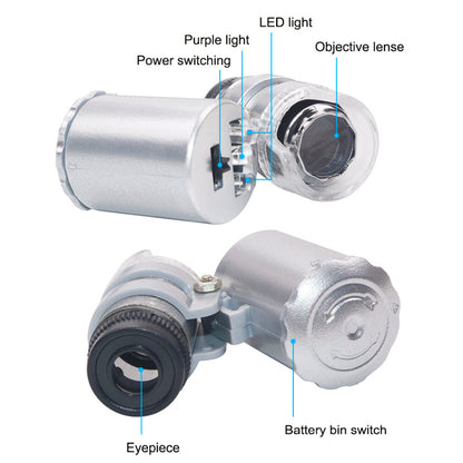 60x Jewelers Loupe Mini Microscope with LED & UV by HitMyNeed