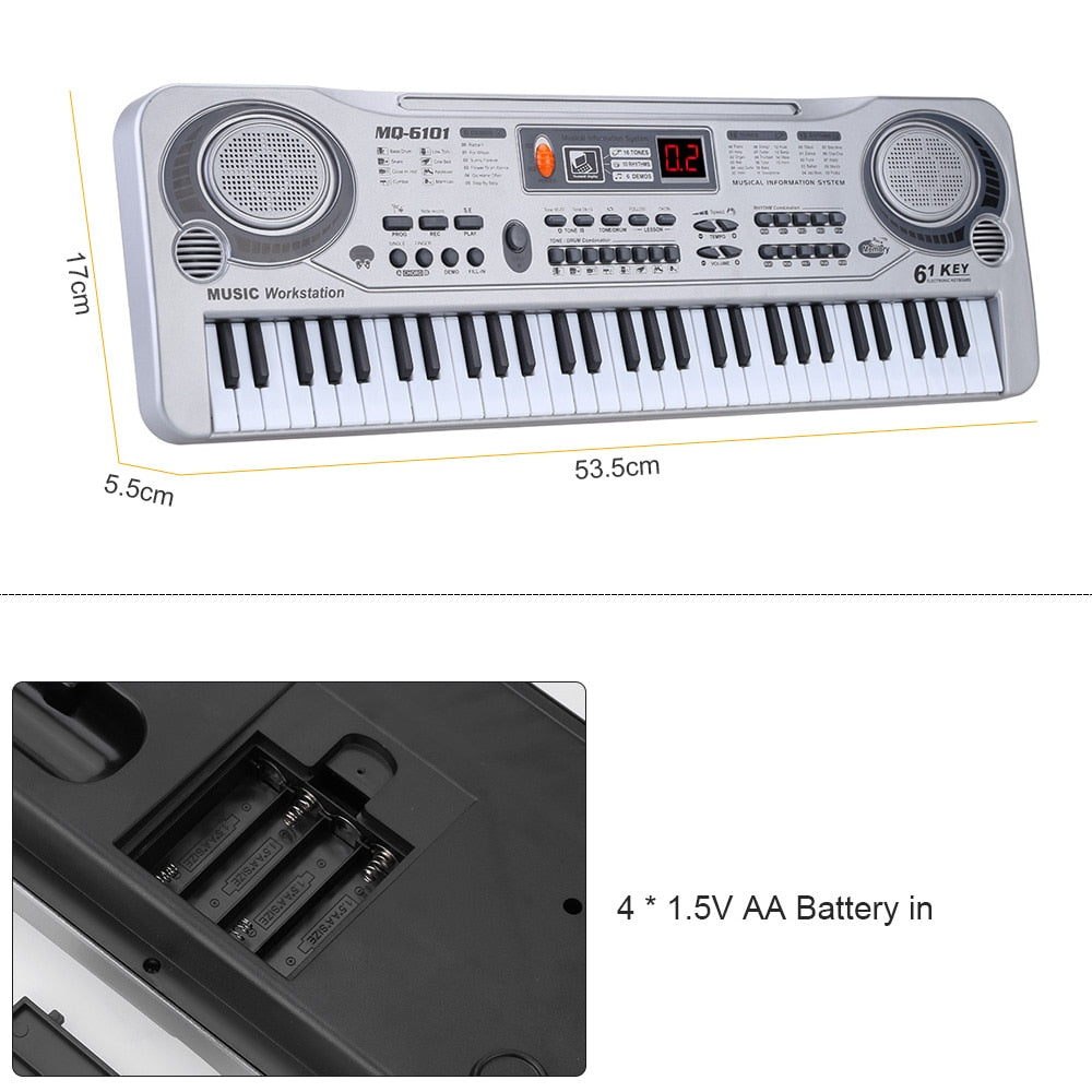 61-Key Electronic Keyboard with Microphone for Kids by HitMyNeed