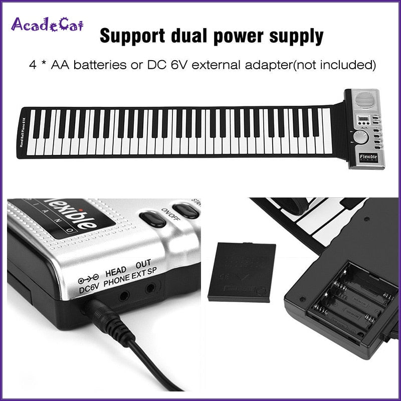 61-Key Roll Up Soft Keyboard Piano with MIDI by HitMyNeed
