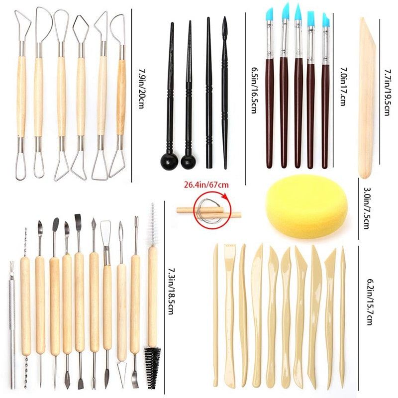 61-Piece Pottery Tool DIY Set for Clay and Ceramics by HitMyNeed