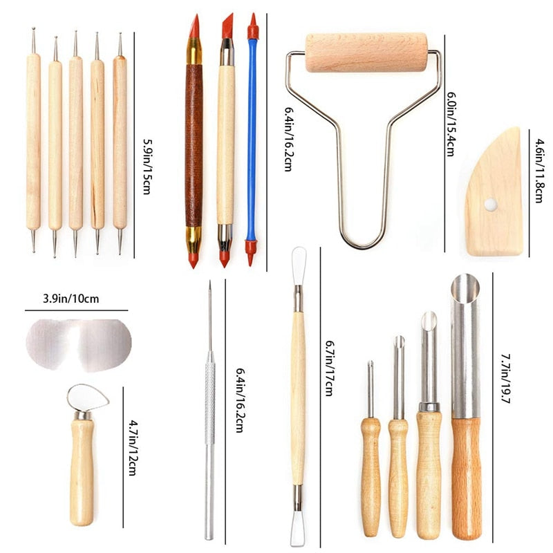 61-Piece Pottery Tool DIY Set for Clay and Ceramics by HitMyNeed