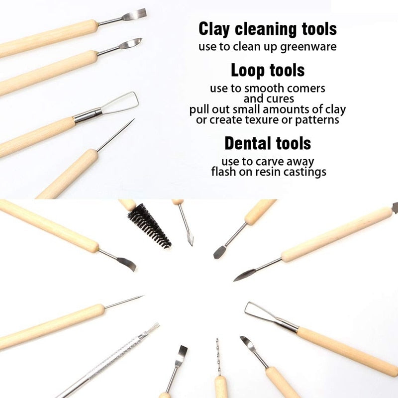 61-Piece Pottery Tool DIY Set for Clay and Ceramics by HitMyNeed