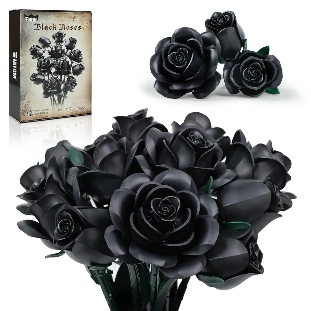 623pcs Black Roses Building Block Bouquet Set by HitMyNeed