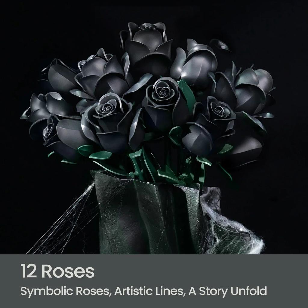 623pcs Black Roses Building Block Bouquet Set by HitMyNeed