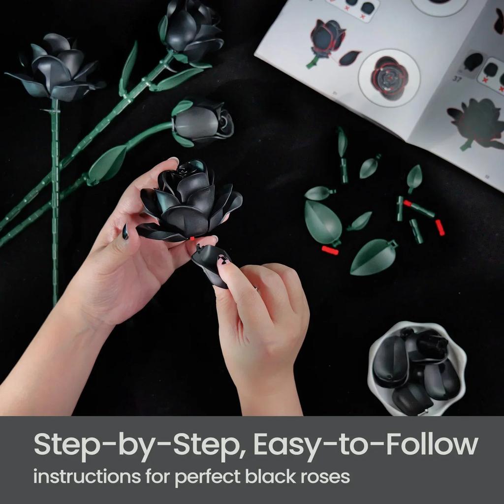 623pcs Black Roses Building Block Bouquet Set by HitMyNeed