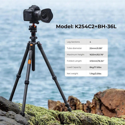 64" Carbon Fiber Travel Tripod with Metal Ball Head by HitMyNeed