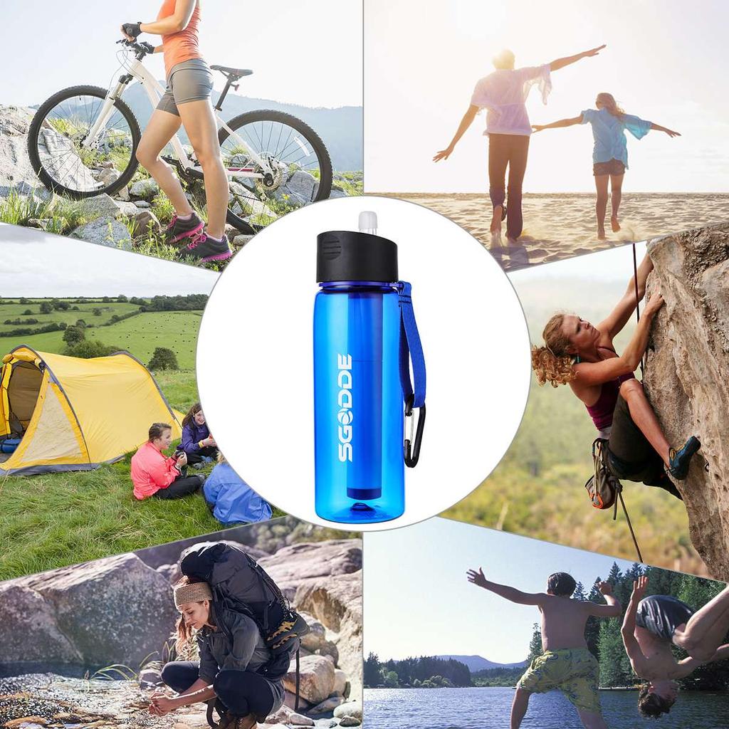 650ml Camping Water Bottle with Built-In Filter by HitMyNeed