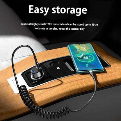 66W 5A Type‑C Spring Telescopic Fast Charging Cable by HitMyNeed