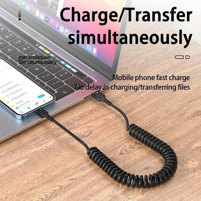 66W 5A Type‑C Spring Telescopic Fast Charging Cable by HitMyNeed