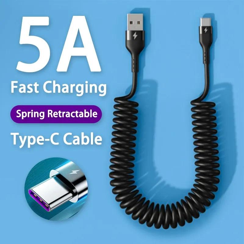 66W 5A USB-C Spring Car Charging Cable 1.5m by HitMyNeed