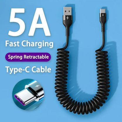 66W 5A USB-C Spring Car Charging Cable 1.5m by HitMyNeed