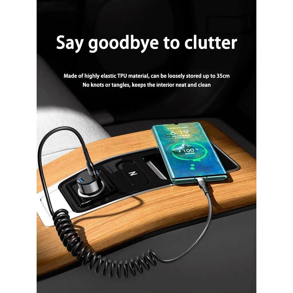 66W 5A USB-C Spring Car Charging Cable 1.5m by HitMyNeed