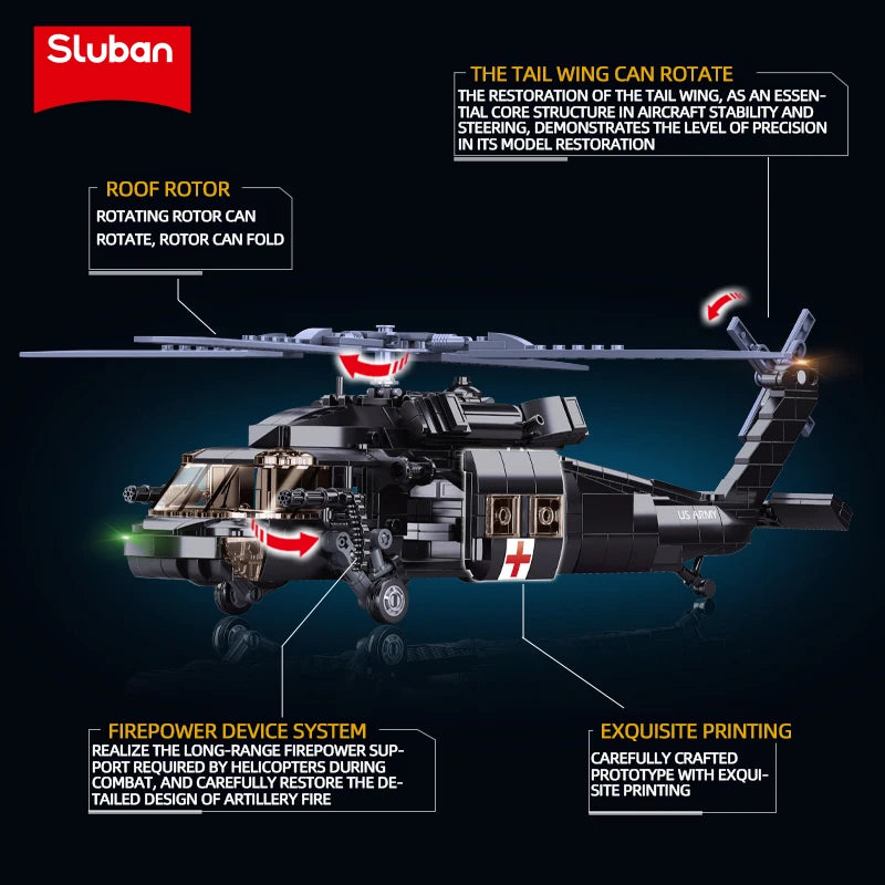 692PCS UH-60L Medical Rescue Black Hawk Block Set by HitMyNeed