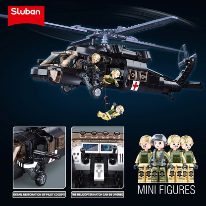692PCS UH-60L Medical Rescue Black Hawk Block Set by HitMyNeed