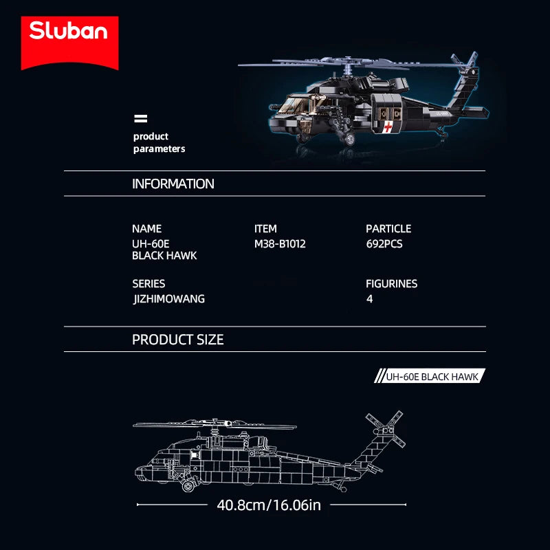 692PCS UH-60L Medical Rescue Black Hawk Block Set by HitMyNeed