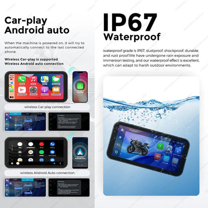 6.25" IP67 Motorcycle GPS with Wireless CarPlay & DVR by HitMyNeed