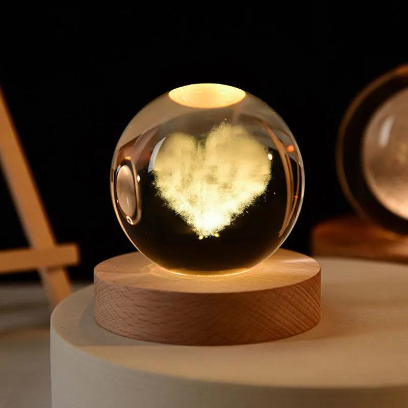 6cm 3D Crystal Solar System Globe Night Light by HitMyNeed