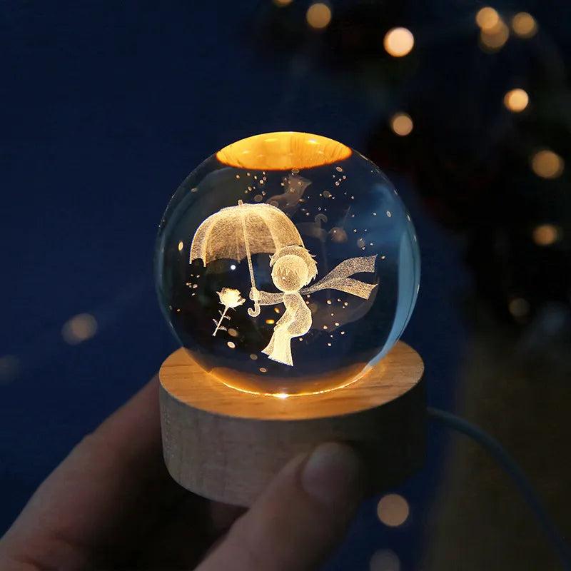 6cm 3D Crystal Solar System Globe Night Light by HitMyNeed