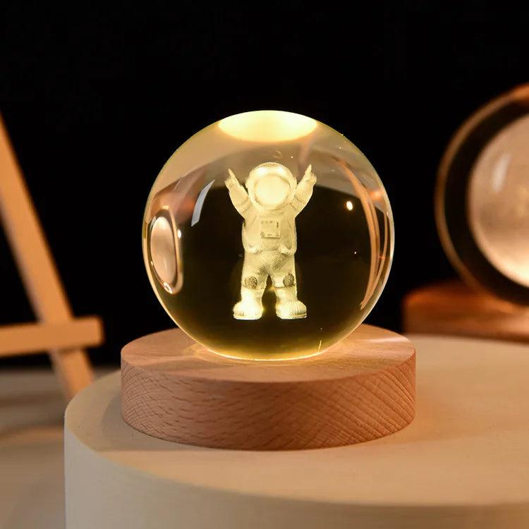 6cm 3D Crystal Solar System Globe Night Light 6cm-no-base astronaut by HitMyNeed