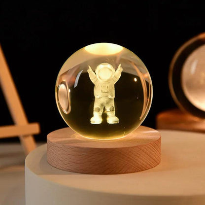 6cm 3D Crystal Solar System Globe Night Light 6cm-no-base astronaut by HitMyNeed