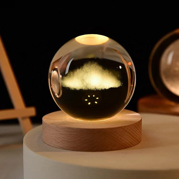 6cm 3D Crystal Solar System Globe Night Light 6cm-no-base cloud by HitMyNeed