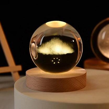 6cm 3D Crystal Solar System Globe Night Light 6cm-no-base cloud by HitMyNeed