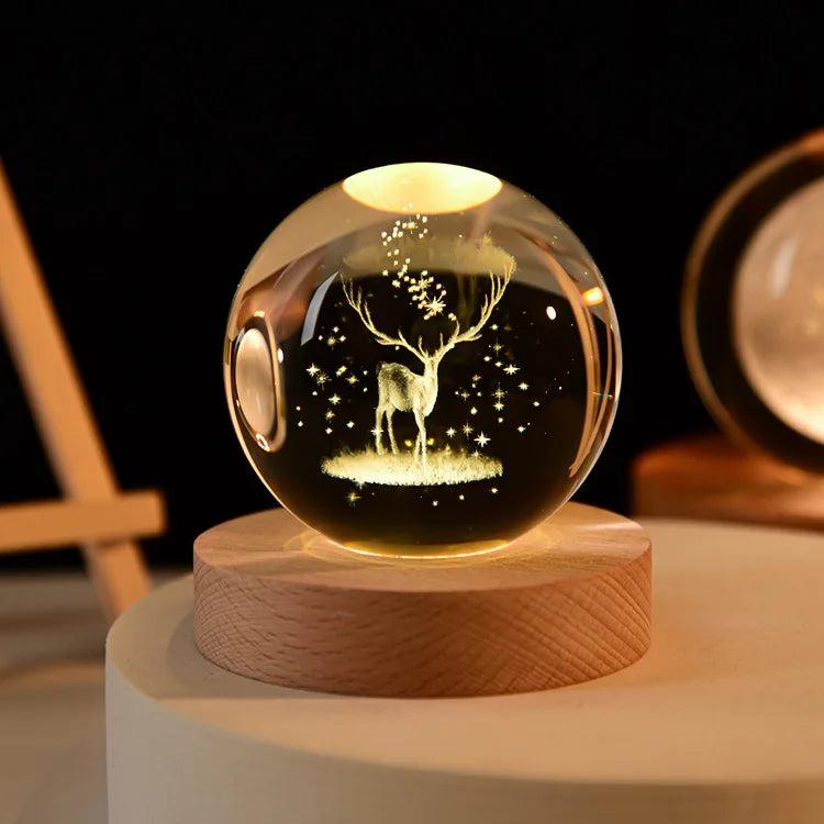 6cm 3D Crystal Solar System Globe Night Light 6cm-no-base elk-deer by HitMyNeed