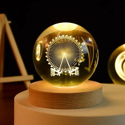 6cm 3D Crystal Solar System Globe Night Light 6cm-no-base ferris-wheel by HitMyNeed
