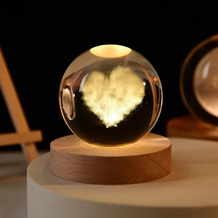 6cm 3D Crystal Solar System Globe Night Light 6cm-no-base heart by HitMyNeed