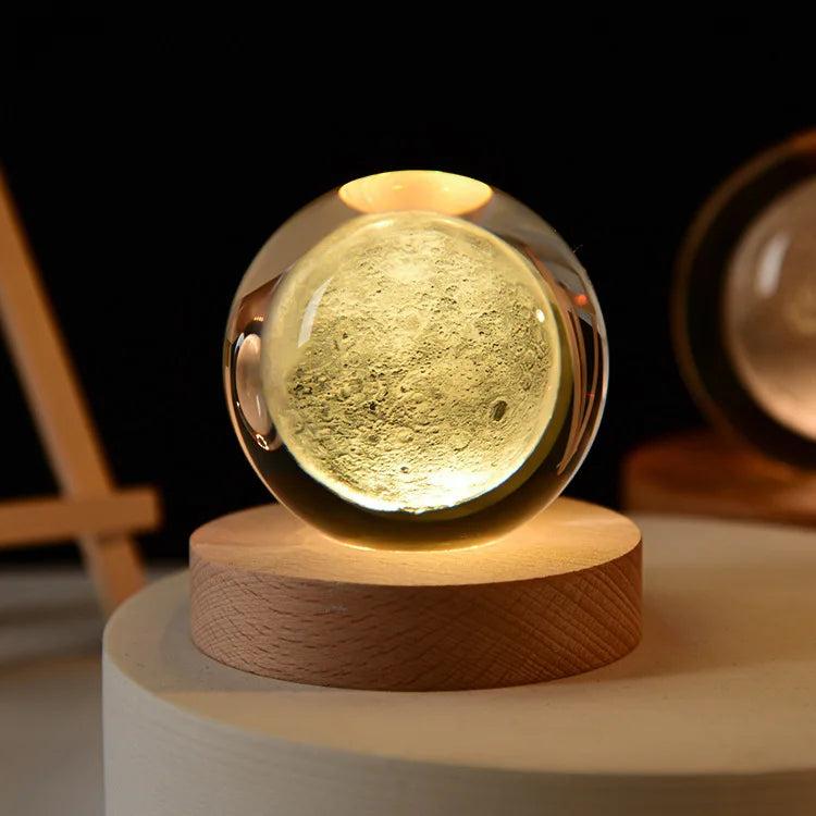 6cm 3D Crystal Solar System Globe Night Light 6cm-no-base moon by HitMyNeed