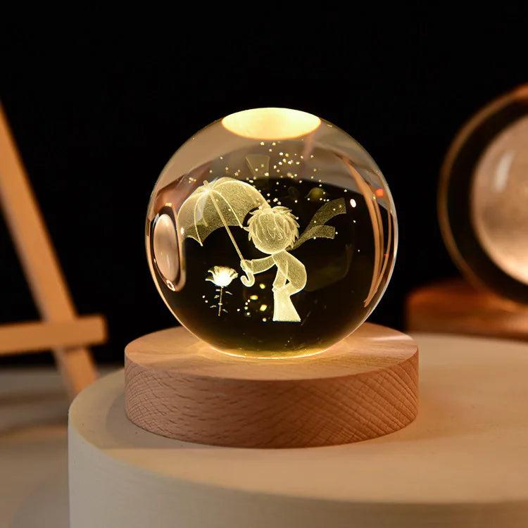6cm 3D Crystal Solar System Globe Night Light 6cm-no-base prince by HitMyNeed