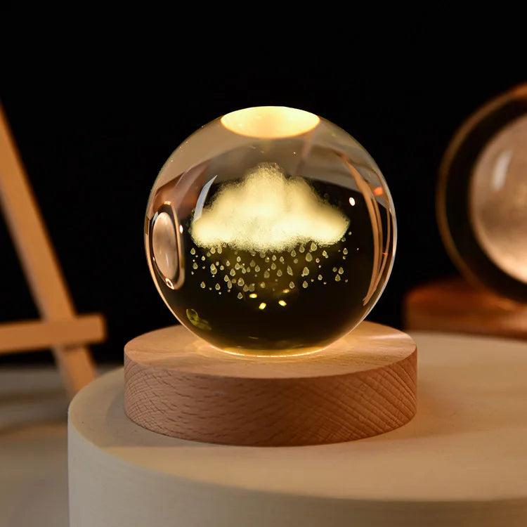 6cm 3D Crystal Solar System Globe Night Light 6cm-no-base rain by HitMyNeed